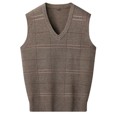 Knitted Sweaters for Men Letter Waistcoat Man Clothes Plaid Vest V Neck Sleeveless Overfit Maletry Cotton Knitwears Classic Ugly