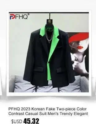 PFHQ Autumn Texture Design Niche Men's Blazers Streetwear Outdoor Patchwork Sports Baggy High Quality Delicacy Suit Coat 21Z1391