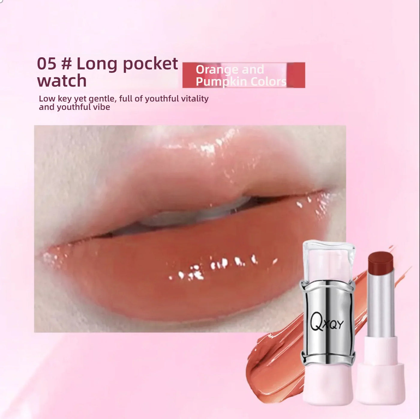 QXQY GLOSSY JELLY LIPSTICK - Mirror Shine, Moisturizing & Long Lasting, Nude Lip Gloss for Plump Brightening Lips (No Makeup Loo