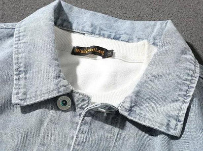 Jeans Coat for Men Letter Denim Jackets Man with Embroidery Light Designer Large Size Winter Oversize New in Korea Aesthetic L G