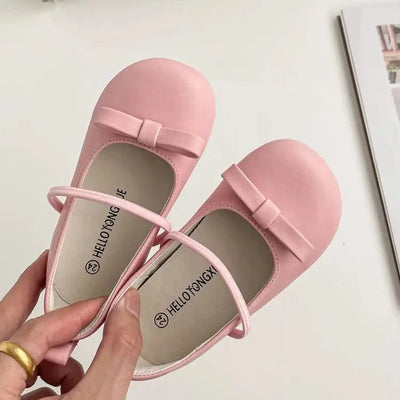 Children Princess Shoes Elastic Band Shallow Soft Little Girl's Ballet Flats Four Colors 23-32 Leisure Pu Leather Kids Shoes