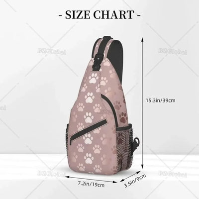 Sling Bag for Men Women Rose Gold Dog Paw Animal Crossbody Backpack