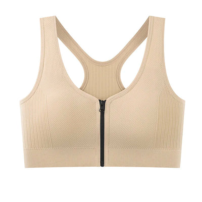 Women's sports bra fitness top front zipper design sports vest fashionable bra yoga gym sports bra