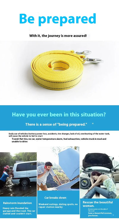 Car Trailer Rope Rescue Rope Eagle Hook Nylon Traction Rope Strong Thickened Durable 3m 4m 5m Double Trailer With Suv Motorcycle