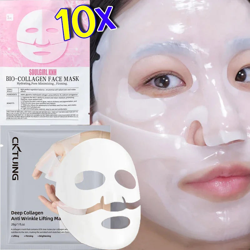 5/10PCS Collagen Face Mask Shrink Pores Deep Hydrating Overnight Mask Moisturizing Refreshing Brightening Korean Face Skin Care