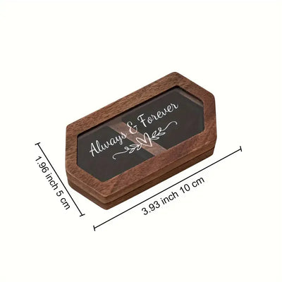 Engraved Wooden Ring Box, Double Slot, Perfect for Wedding, Proposal Rings, Romantic Gift for Wife, Jewelry, Always & Forever"