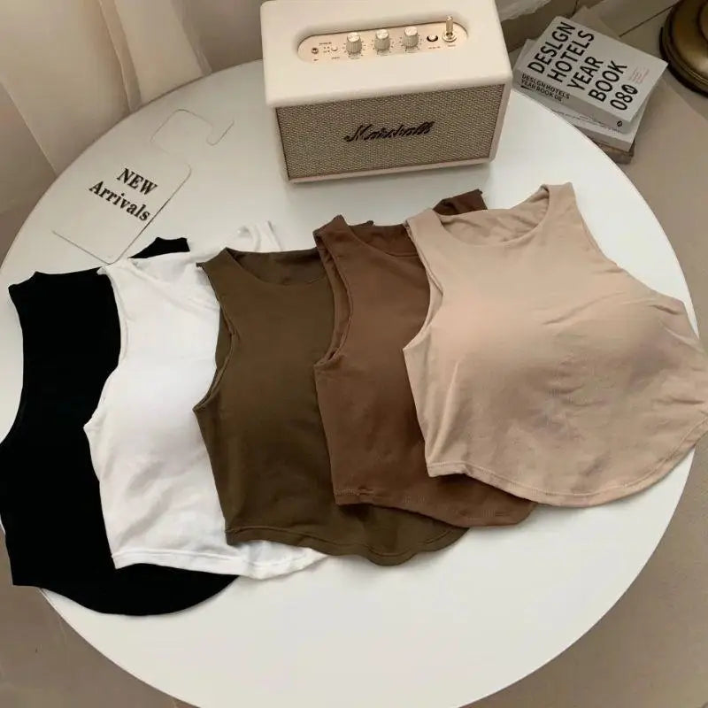 Yoga Top For Women Loose Fit Workout Crop Tops Tank Gym Wear Fitness Sleeveless Cami Sport Shirts Running Vest Built In Bra