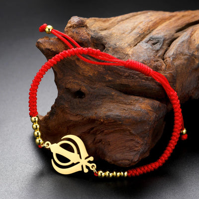 Lucktune Khanda Sikh Faith Bracelet for Women Men Stainless Steel Vintage Indian Sword Lucky Bracelet Spiritual Jewelry Gift