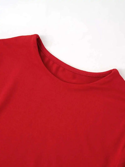 Red ruffles crop top for women