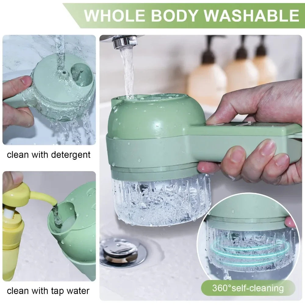 4 in 1 Electric Vegetable Cutter Food Processor Garlic Masher Wireless Grinder Handheld Blender Auto Slicer Kitchen Accessories