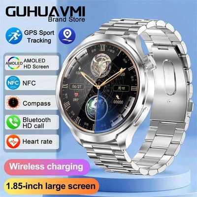 Smart Watch 1.85" BIG AMOLED Screen NFC GPS Tracker IP68 Watch 4 BT5.3 Call Health Smartwatches Custom Dial Series GT Upgraded