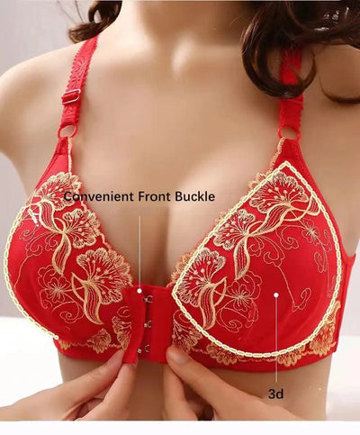 Lace Embroidery Bra Women Front Closure