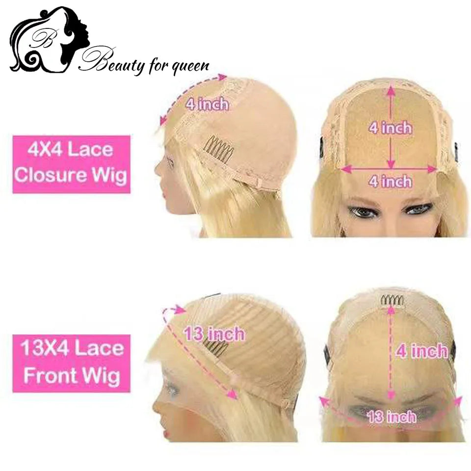 Blonde Bob Wig Human Hair Pre Plucked with Baby Hair Straight 613 Bob Wig Human Hair 180% Density 13x4 HD Transparent Lace Wigs
