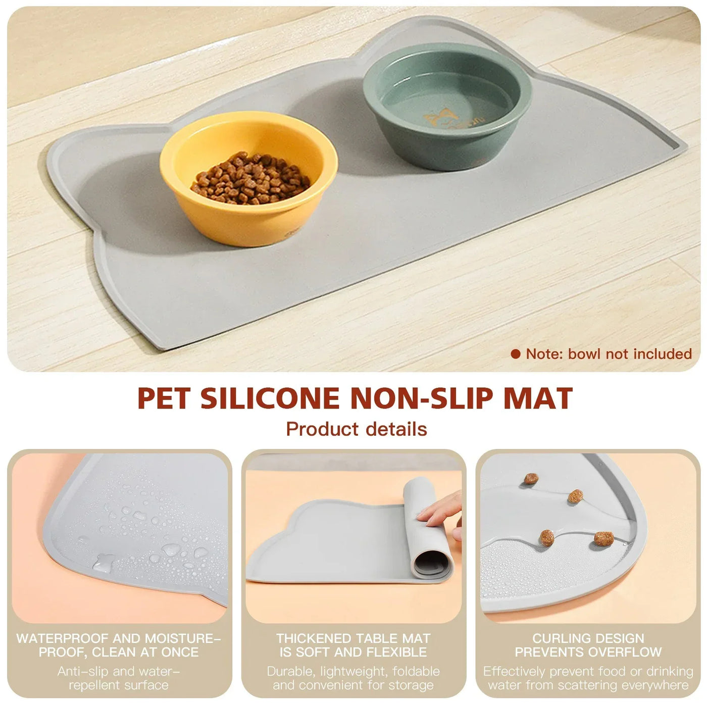 Pet Silicone food Mat Portable heat insulation Waterproof Non-Slip Feeding Mat Slow feeder Bowl Pad Cushion Cat Dog Pet supplies