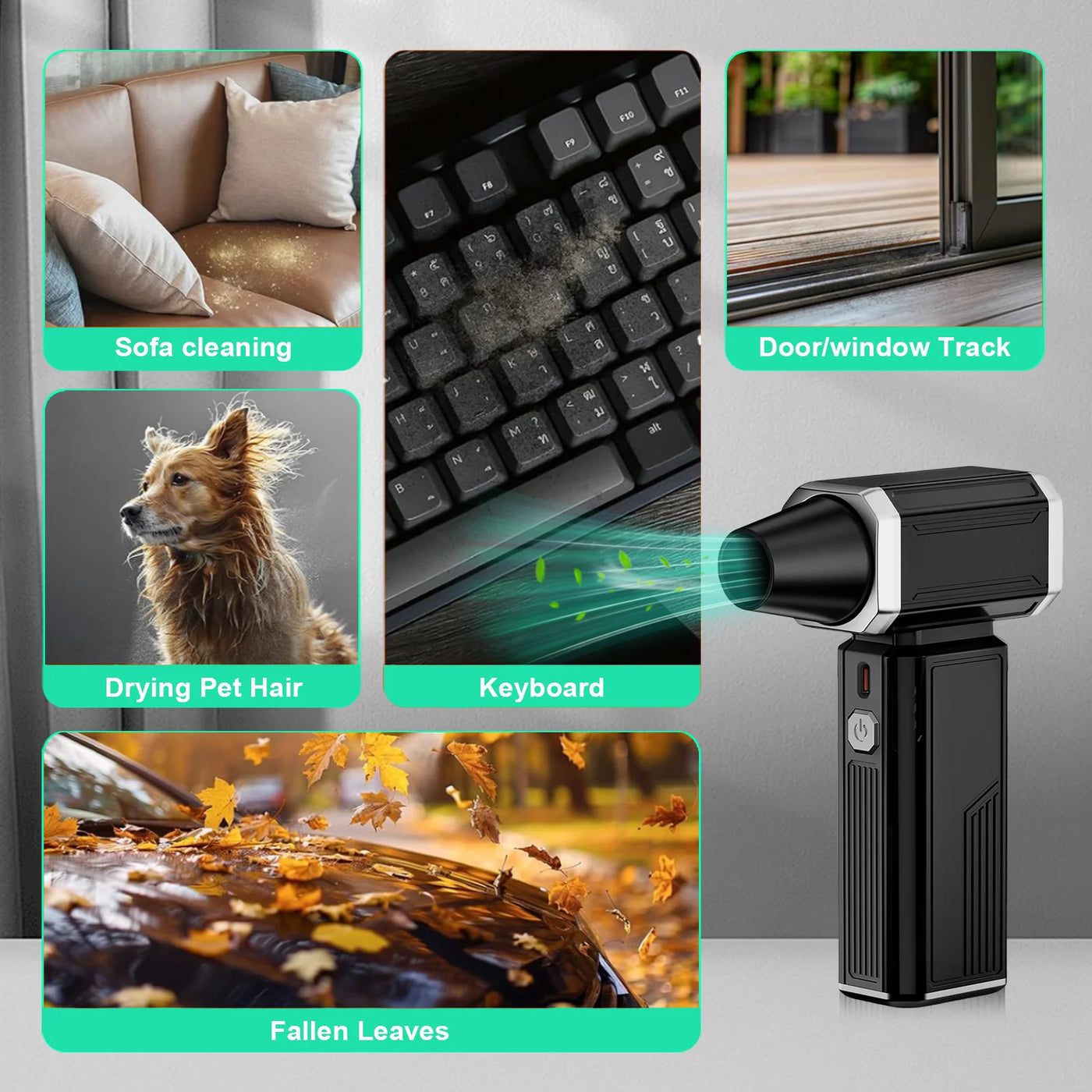 130,000RPM Compressed Air Duster Cordless Dust Cleaner, Replaces Air Cans, 7500mAh Rechargeable Air Blower for Computer Keyboard