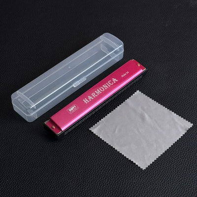 24 Hole Metal Harmonica Children's Early Education Instrument Self-learning Introductory Chromatic Color Double Row Harmonica