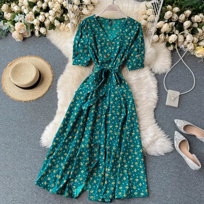 Korean Red elegant sexy Dress women Summer Autumn V-neck polka dot midi dress waist split dress vestidos de fiesta clothes
