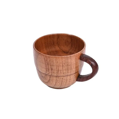 Drinkware Vintage Wooden Tea Cup Handmade Japanese Style Wood Coffee Mug with Handle Solid Wood Drinking Cup for Milk Hot Drinks