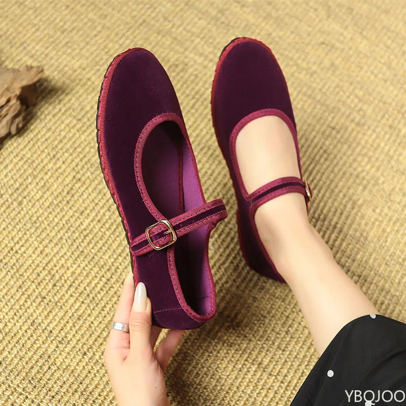 Spring summer autumn fashion retro suede outdoor beach women's flat shoes red gentle dress date versatile women's single shoes