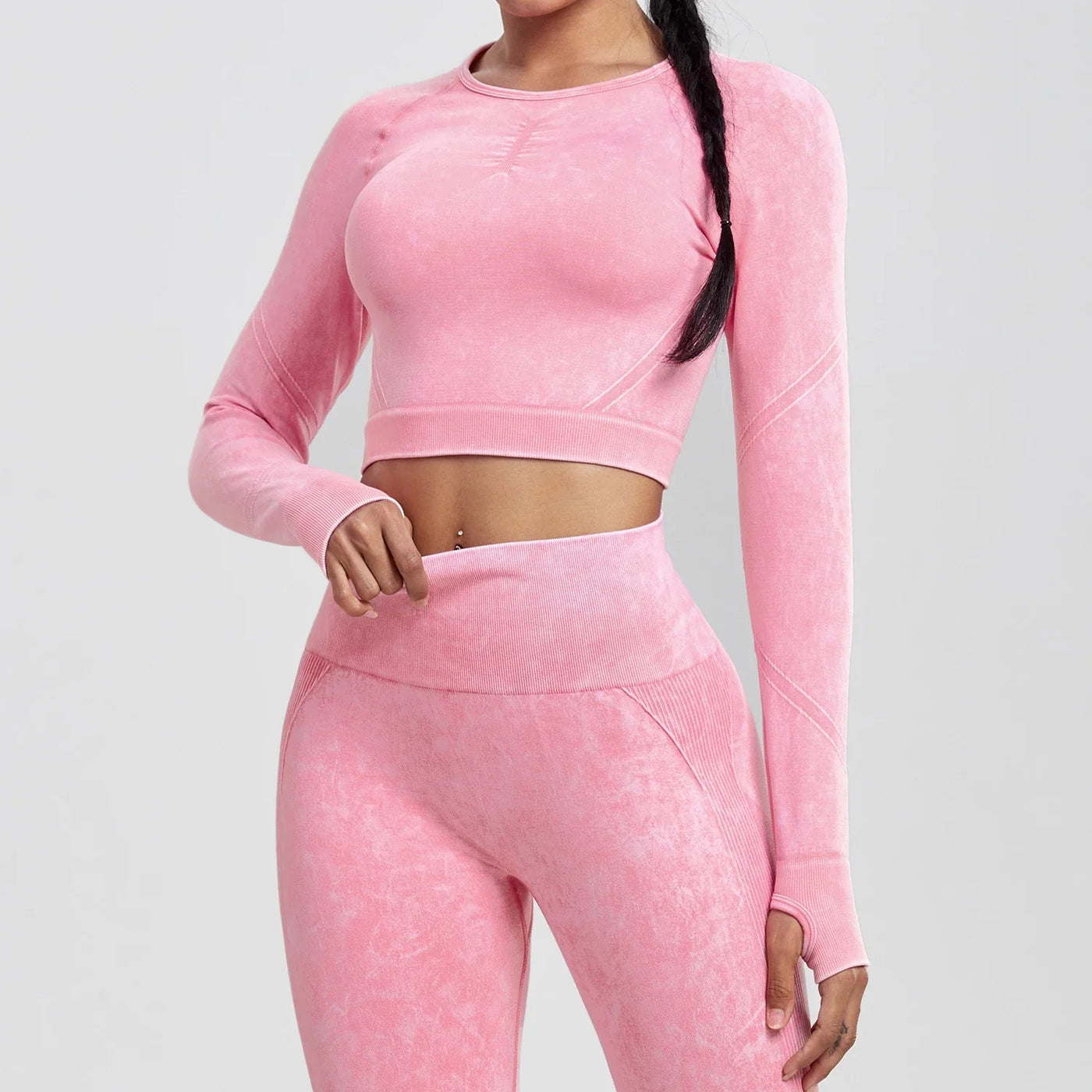 Women's Long Sleeves Round Neck Wash Exercise Activewear