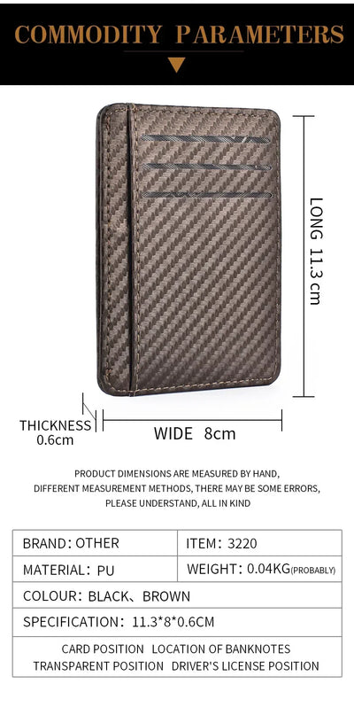 Men's Slim Thin Minimalist Front Pocket Wallets Men Anti Rfid Blocking Protected Magic ID Credit Card Holder PU Leather Wallets