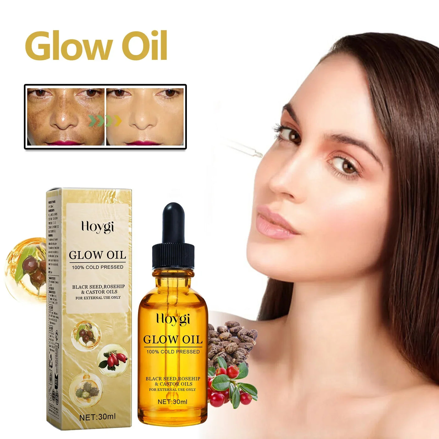 Facial Oil Anti Aging Face Treatment Hydrating Moisturizer Wrinkle Reducer for Dry Skin Rosehip Oil Brightening 30ml Non Greasy