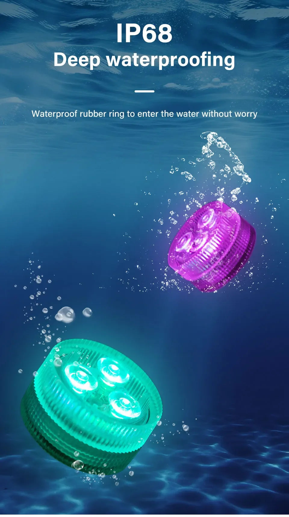 RGB LED Underwater Light With Remote Control Battery Powered 3LEDs Submersible Lamp Waterproof For Swimming Pool Garden Party