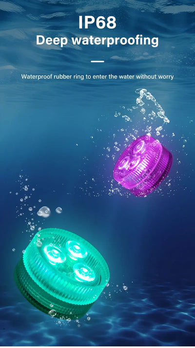 RGB LED Underwater Light With Remote Control Battery Powered 3LEDs Submersible Lamp Waterproof For Swimming Pool Garden Party