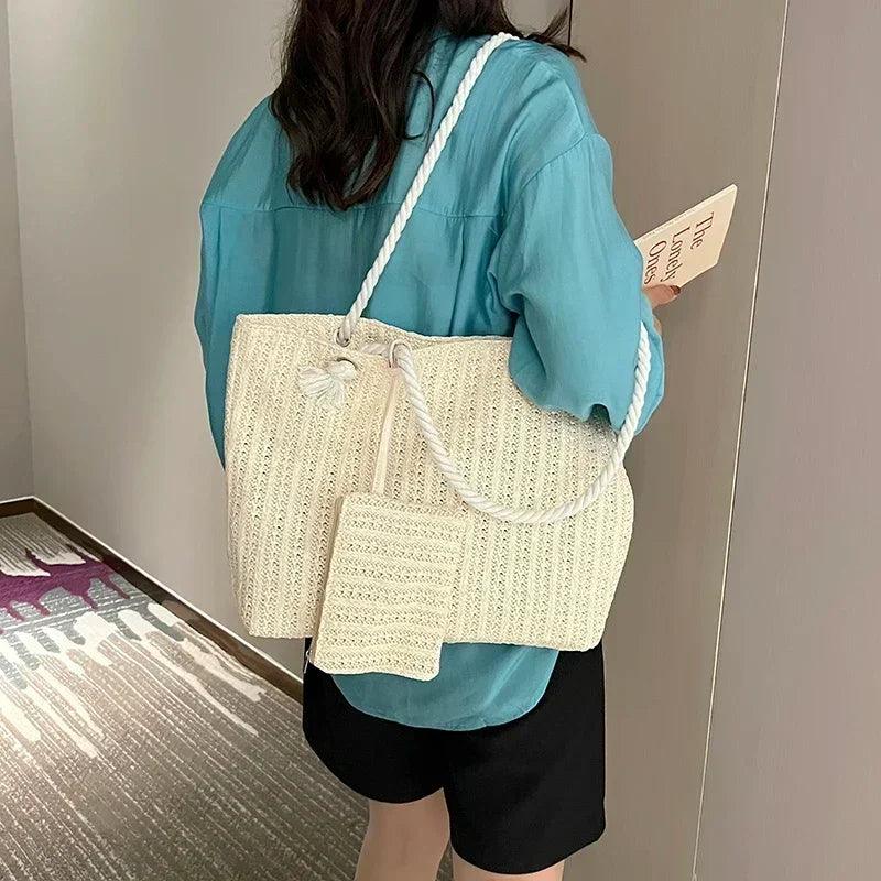 Designer women handbags fashion large capacity straw tote bag summer beach casual bali big purse