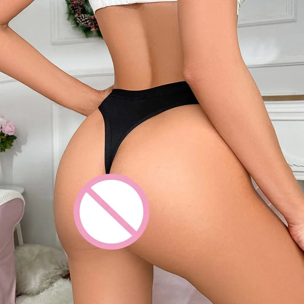 Women Thong G-String Briefs High Cut Underwear Low Waist Solid Panties Transparent Waist Cotton Crotch Underpants Erotic Lingeri