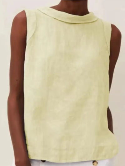 Solid Linen Women's Office Tops