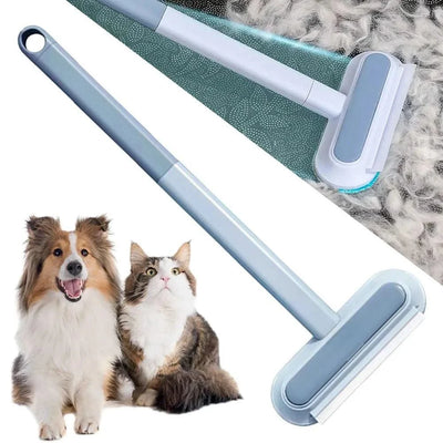 Pet Hair Remover Brush Dog Hair Cleaner Brush with Squeegee Carpet Bed Hair Cleaning Tool Long Handle for Carpet Bed Sofa