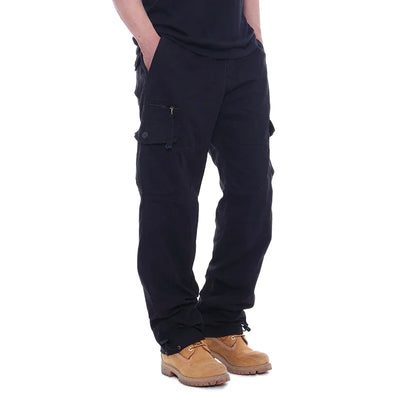 2025 Cargo Pants Men 100% Cotton Multiple Pockets Elastic Waist Casual Trousers Outdoor Hiking Climbing Mountains Men's Pants