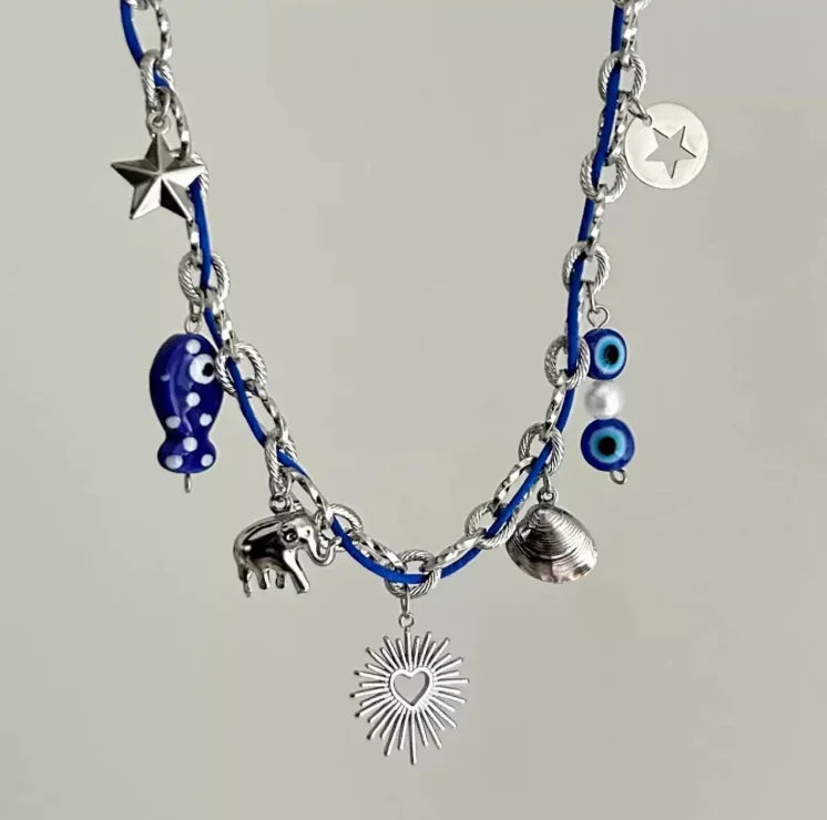 Handmade Scarf Choker Necklace for Women Girls New Fashion Fish Baroque Pearl Pendant Necklace Bohemian Vacation Necklace Gifts