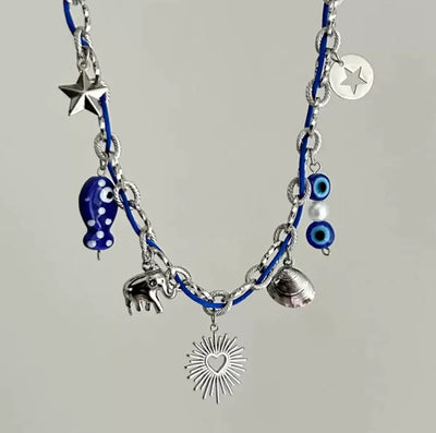 Handmade Scarf Choker Necklace for Women Girls New Fashion Fish Baroque Pearl Pendant Necklace Bohemian Vacation Necklace Gifts