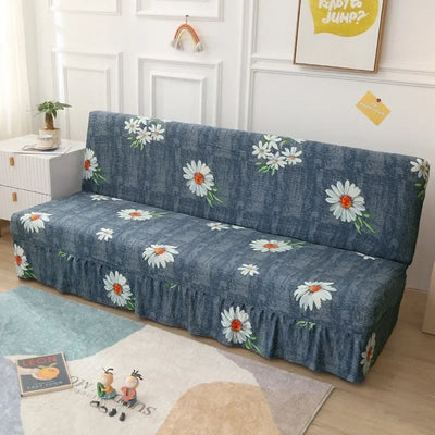 1/2/3Seater Sofa Bed Cover with Elastic Printing Seat Cover Armless Sofa Bed Cover Sofa Covers for Living Room Home Decor