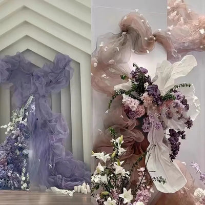 Cloud Fog Mesh Bright Organza Fabric DIY Decoration Art Background Shapeable Wire Mesh Texture Pleated Shape Shapeable Wire Mesh