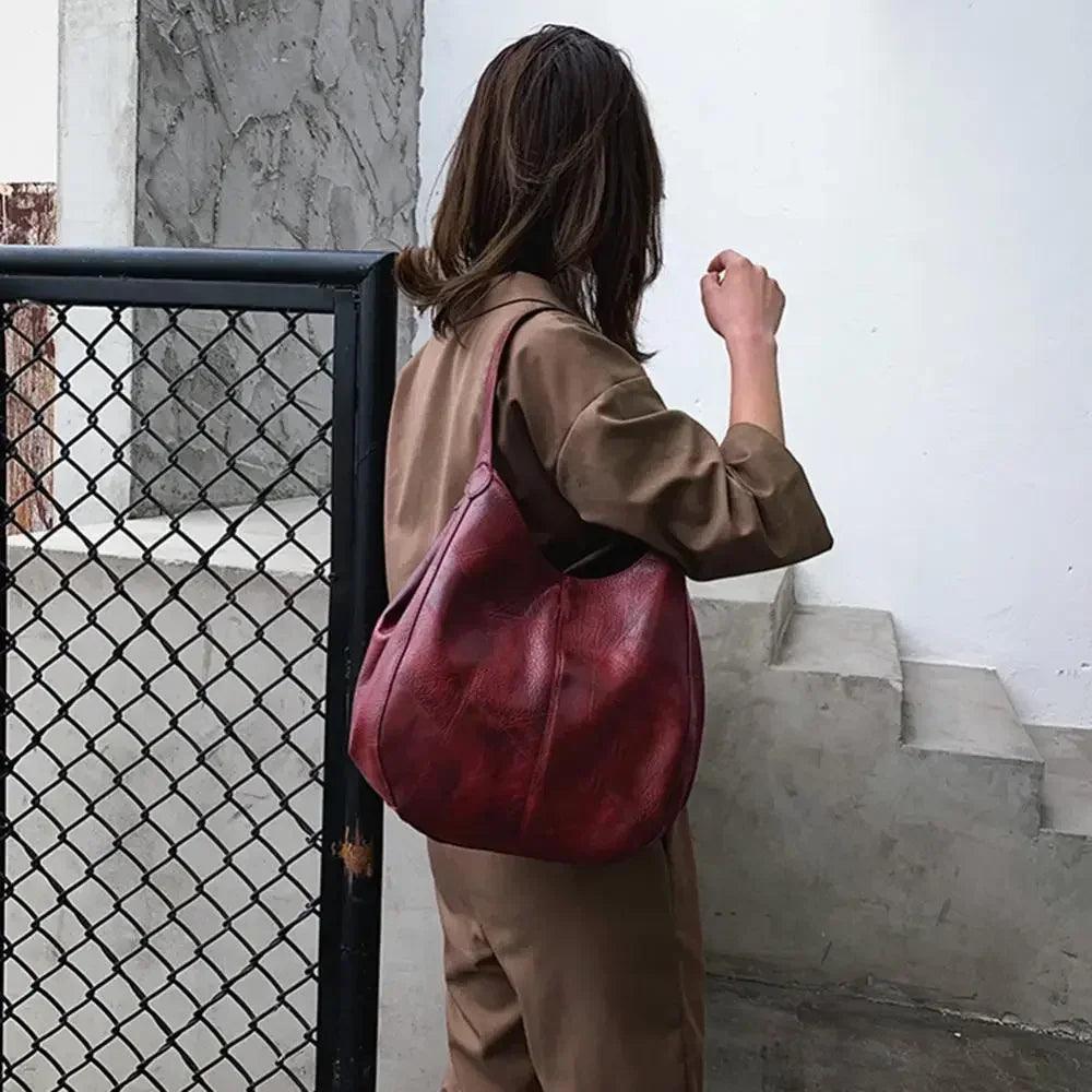 Women’s handbags vintage luxury leather shoulder bag designers large modern fashion brand female