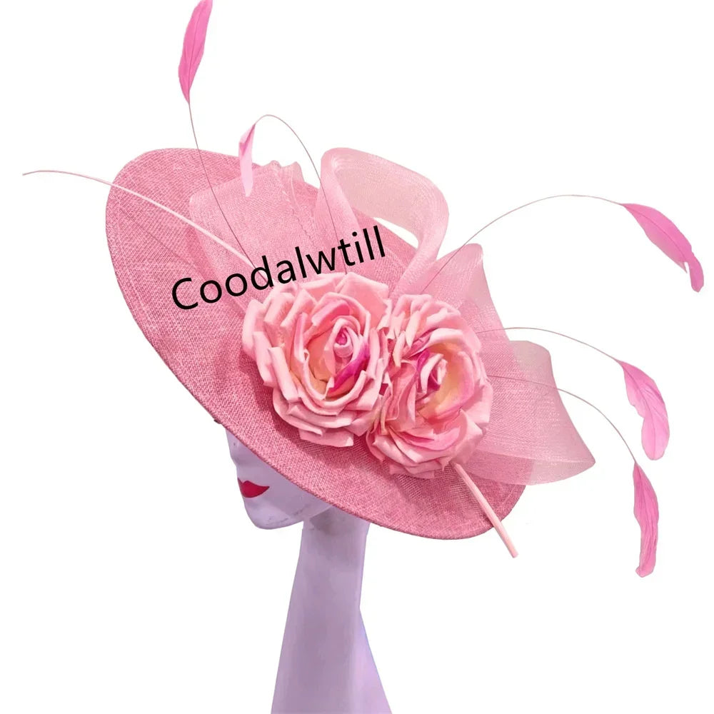 Royal Ascot Big Flower Fascinators Hat Women Wedding Pillbox Cap Ladies Derby Feather Fascinator Headdpiece Ladies Party Chapeau