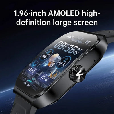 KUMI KU7 Smartwatch 1.96" AMOLED, AI Voice Assistant, Bluetooth Call, SOS Alert, 100+ Sports, Health Monitor