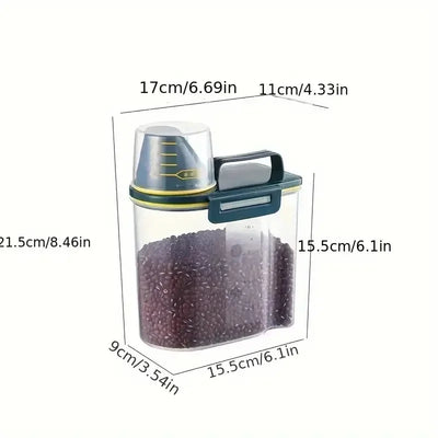 Pet Food Storage Container with Measuring Cup Handle Airtight Waterproof Pet Food Storage Dispenser Portable Buckets Feeder