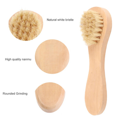 Beauty Skin Care Brush Wooden Handle Soft Hair Wash Face Tool Skin Deep Cleansing Exfoliating Massage Brush Dry&Wet Using 1 Pcs