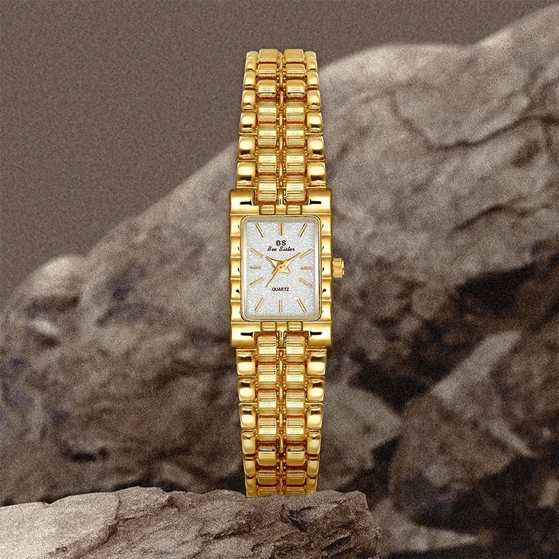 Luxury ladies’ watch retro elegant gold silver small square high quality watchchain gift watches for women