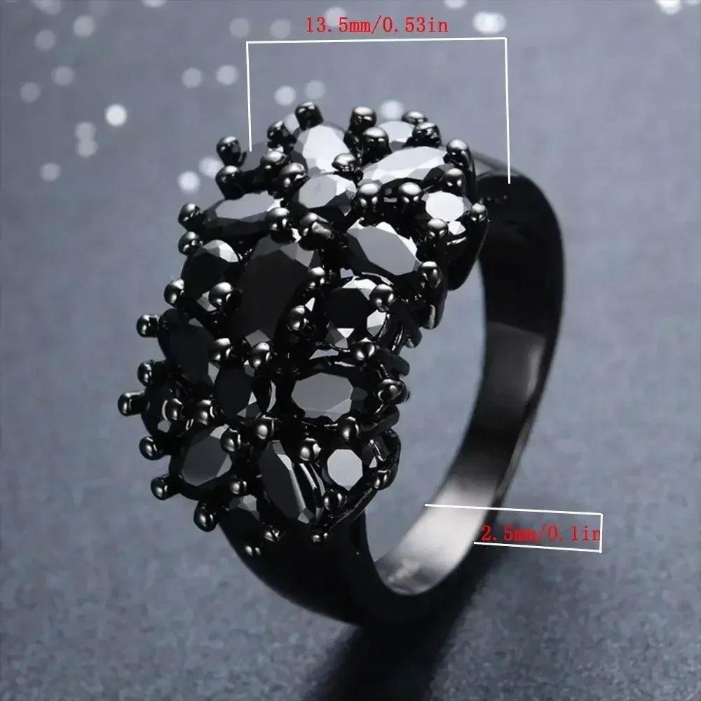 Luxury rings unique black oval inlaid cross border vintage big wedding for women men fashion jewelry accessories