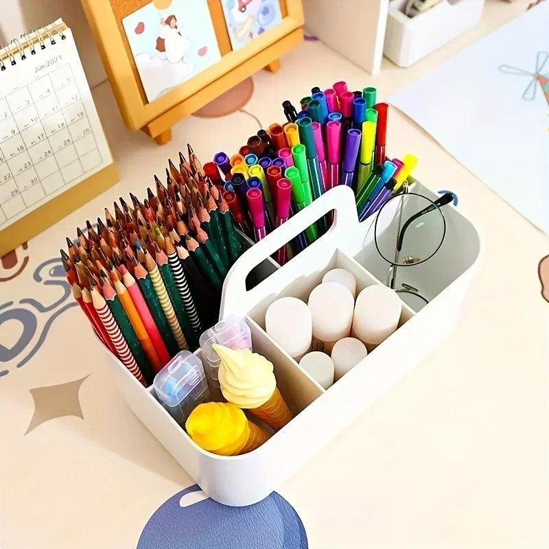 Multi-functional office supplies storage box - desk organizer with multiple compartments for markers and small