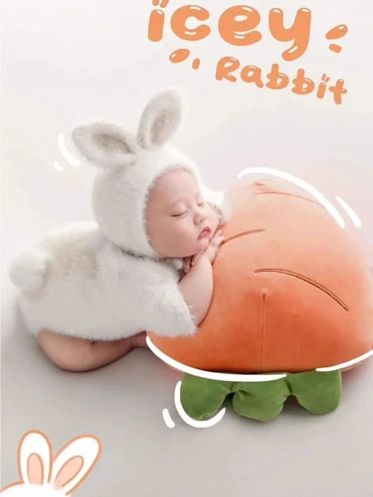 Newborn Photography Props Knitted Rabbit Doll Baby Outfit  |Cosplay Glasses Accessories