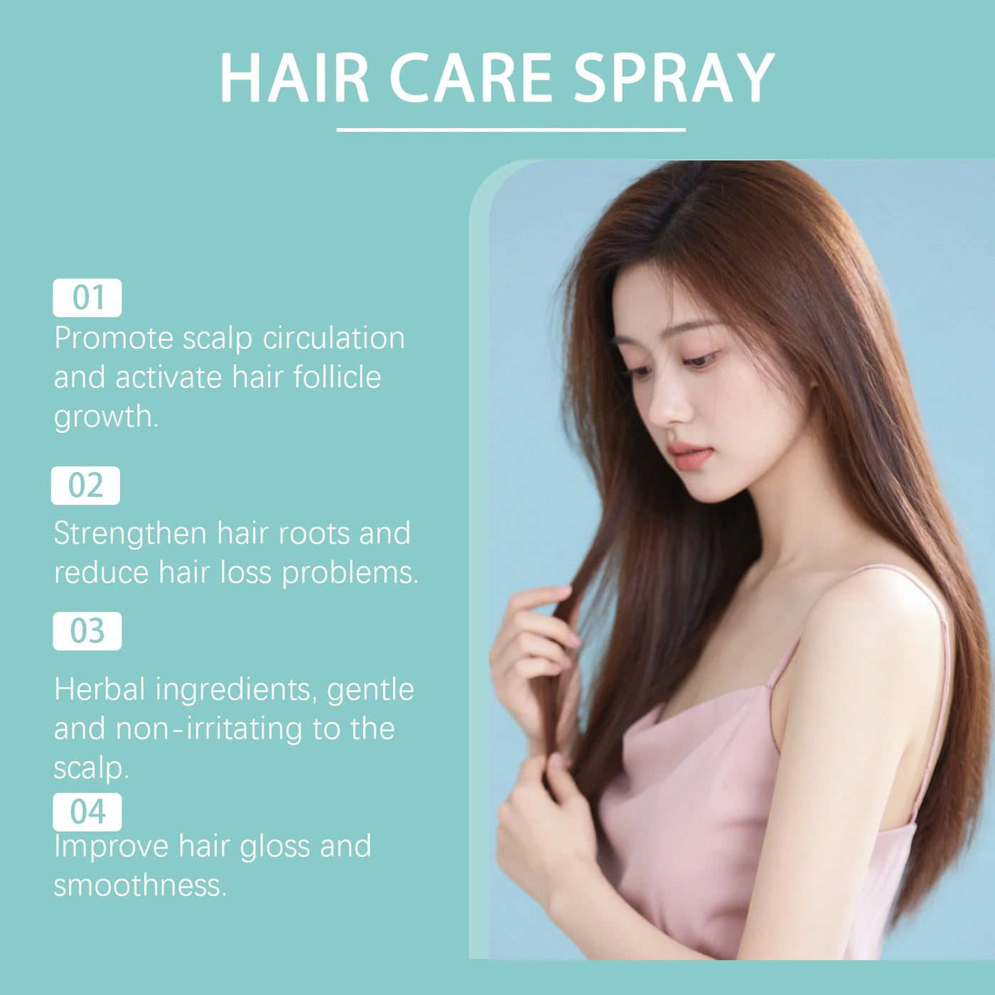 Hair Care Spray: Gently nourishes the scalp, softens and smooths hair, and offers convenient use — a hair-nourishing spray.
