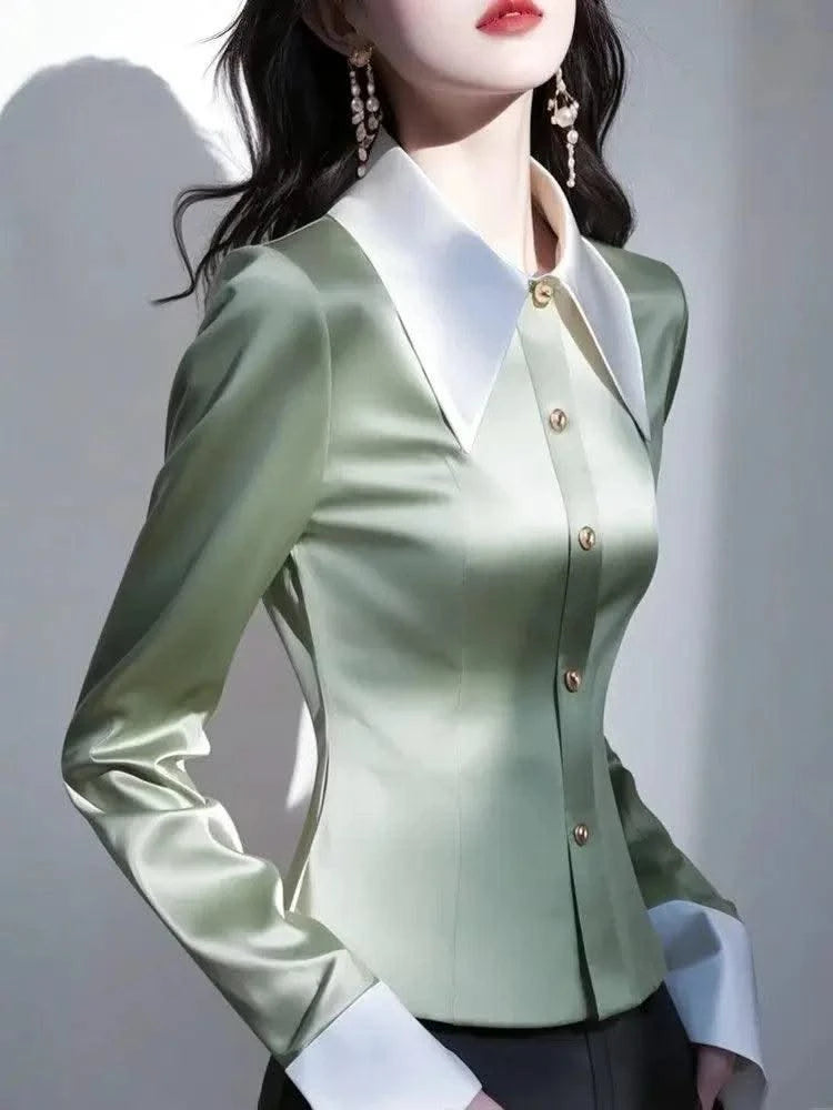 Pink Satin Women Waist-hugging Professional