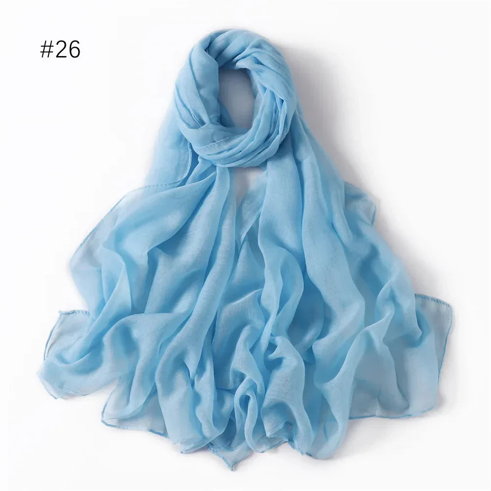 New Cotton Linen Scarf For Women Girls Students Autumn Classic Solid Color Scarves Retro Soft Foulard Viscose Female Wrap Shawls