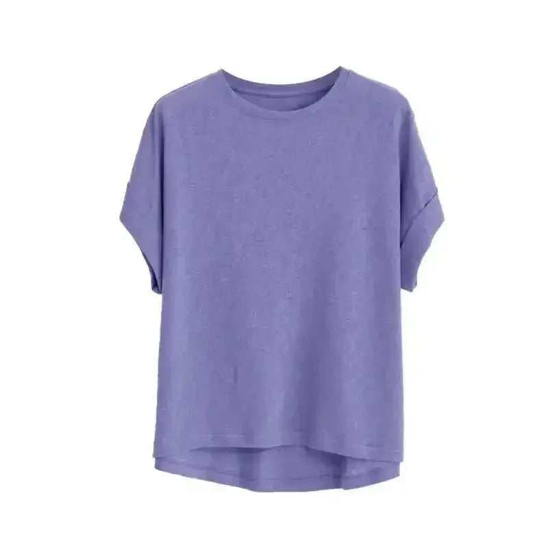 Women's Linen Round Neck Transparent Tops